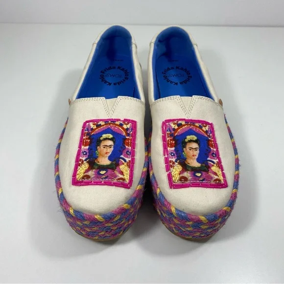 TOMS Frida Kahlo Limited Edition Valencia Platform Canvas Espadrilles Shoes 8.5 - Picture 4 of 15